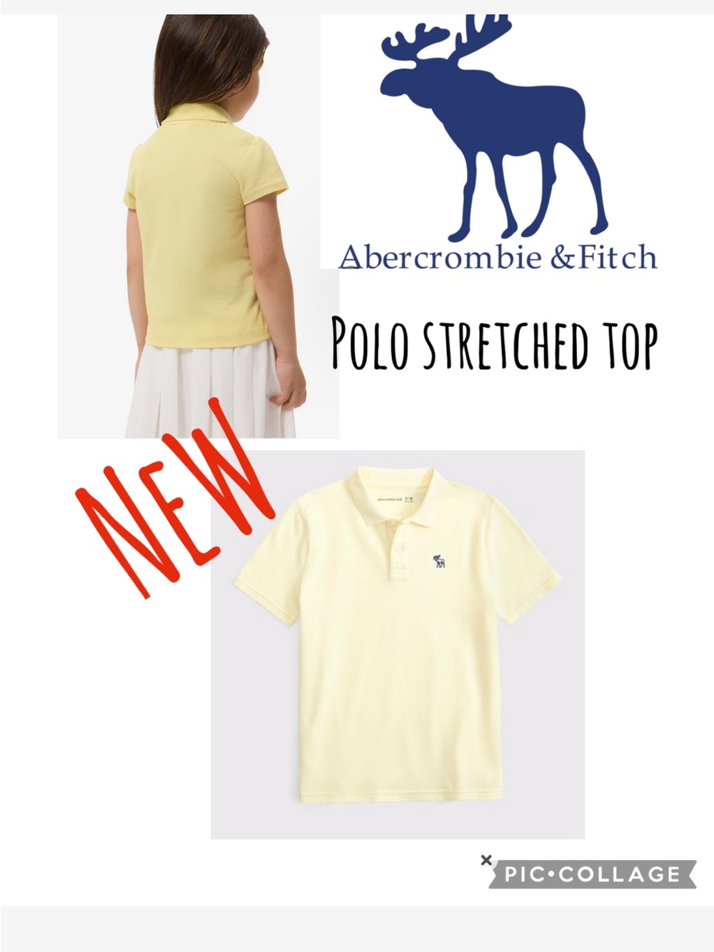 NEW Abercrombie & Fitch Kids Pale Yellow Polo Shirt